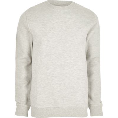Grey piqu&#233; crew neck sweatshirt